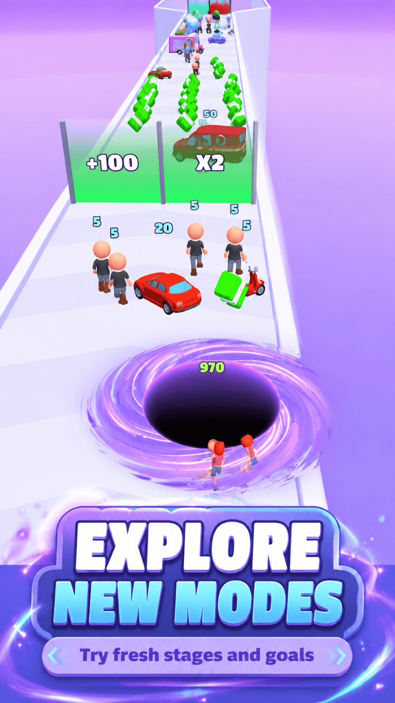 Mobile game runner challenge scene with gates