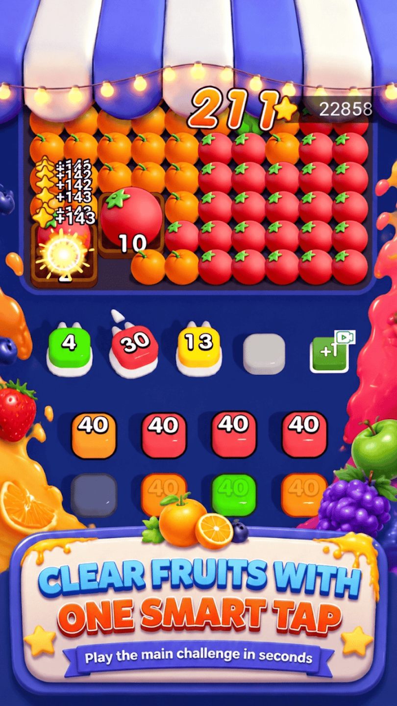 Fruit clearing puzzle game screenshot